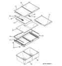 FRESH FOOD SHELVES Diagram and Parts List for GBSC0HBXARBB  General Electric Refrigerator