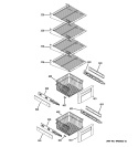 FREEZER SHELVES Diagram and Parts List for ZISS42GDXASS  General Electric Refrigerator