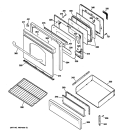 DOOR & DRAWER PARTS Diagram and Parts List for J2BP85BEL3BB  General Electric Range