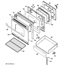DOOR & DRAWER PARTS Diagram and Parts List for JGBP28DEM4WW  General Electric Range