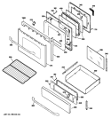 DOOR & DRAWER PARTS Diagram and Parts List for JGBP88SEM2SS  General Electric Range