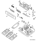 CONTROL PANEL & COOKTOP Diagram and Parts List for PGB916SEM2SS  General Electric Range
