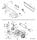 BACKSPLASH, BLOWER & MOTOR ASSEMBLY Diagram and Parts List for DRSR483GG6CC  General Electric Dryer
