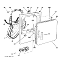 FRONT PANEL & DOOR Diagram and Parts List for DWSR483EG8WW  General Electric Dryer