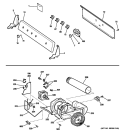 BACKSPLASH, BLOWER & MOTOR ASSEMBLY Diagram and Parts List for DWSR483GG6WW  General Electric Dryer