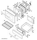 DOOR & DRAWER PARTS Diagram and Parts List for JGBP87SEM2SS  General Electric Range