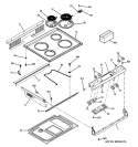 CONTRTOL PANEL & COOKTOP Diagram and Parts List for JSP39SN1SS  General Electric Range