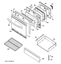 DOOR & DRAWER PARTS Diagram and Parts List for JGBP87DEM2WW  General Electric Range