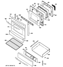 DOOR & DRAWER PARTS Diagram and Parts List for PGB900SEM3SS  General Electric Range