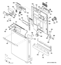 ESCUTCHEON & DOOR ASSEMBLY Diagram and Parts List for PDW9900N00BB  General Electric Dishwasher