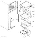 FRESH FOOD SHELVES Diagram and Parts List for DTS18ICSXRWW  General Electric Refrigerator