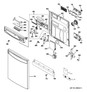 ESCUTCHEON & DOOR ASSSEMBLY Diagram and Parts List for PDWF400P00CC  General Electric Dishwasher