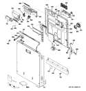 ESCUTCHEON & DOOR ASSSEMBLY Diagram and Parts List for PDWT500P00II  General Electric Dishwasher