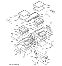 SHELVES & DRAWERS Diagram and Parts List for ZICP720ASESS  General Electric Refrigerator