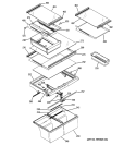 FRESH FOOD SHELVES Diagram and Parts List for GTE22IBTJRWW  General Electric Refrigerator