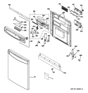 ESCUTCHEON & DOOR ASSEMBLY Diagram and Parts List for PDWF280P00SS  General Electric Dishwasher