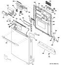 ESCUTCHEON & DOOR ASSEMBLY Diagram and Parts List for PDWT200P00BB  General Electric Dishwasher
