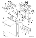 ESCUTCHEON & DOOR ASSEMBLY Diagram and Parts List for PDWT480P00SS  General Electric Dishwasher