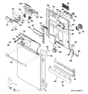 ESCUTCHEON & DOOR ASSSEMBLY Diagram and Parts List for PDWT500P00WW  General Electric Dishwasher