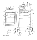 ESCUTCHEON & DOOR ASSEMBLY Diagram and Parts List for GHDA690P01BB  General Electric Dishwasher