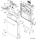 ESCUTCHEON & DOOR ASSEMBLY Diagram and Parts List for ZBD6920P10SS  General Electric Dishwasher