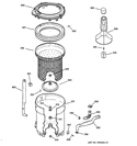 TUB, BASKET & AGITATOR Diagram and Parts List for WBXE2070A0AA  General Electric Washer