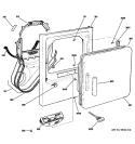 FRONT PANEL & DOOR Diagram and Parts List for DNCD450EG6WC  General Electric Dryer