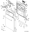 ESCUTCHEON & DOOR ASSEMBLY Diagram and Parts List for ZBD7920P00SS  General Electric Dishwasher