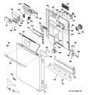ESCUTCHEON & DOOR ASSEMBLY Diagram and Parts List for ZBD8920P00SS  General Electric Dishwasher