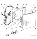 FRONT PANEL & DOOR Diagram and Parts List for DCCB330EJ0WC  General Electric Dryer