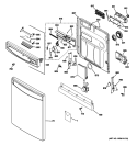 ESCUTCHEON & DOOR ASSEMBLY Diagram and Parts List for PDWF480P00SS  General Electric Dishwasher