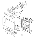 ESCUTCHEON & DOOR ASSEMBLY Diagram and Parts List for GHDA356N20SS  General Electric Dishwasher