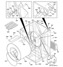 CABINET & DRUM Diagram and Parts List for DPXH46EA3WW  General Electric Dryer