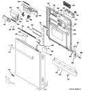 ESCUTCHEON & DOOR ASSEMBLY Diagram and Parts List for ZBD7920P10SS  General Electric Dishwasher