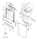 ESCUTCHEON & DOOR ASSEMBLY Diagram and Parts List for GFLD560N15WW  General Electric Dishwasher