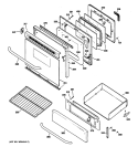 DOOR & DRAWER PARTS Diagram and Parts List for JGBP33SEM5SS  General Electric Range