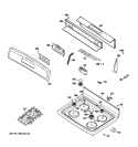 CONTROL PANEL & COOKTOP Diagram and Parts List for JGBP85DEM4BB  General Electric Range