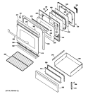 DOOR & DRAWER PARTS Diagram and Parts List for JGBP88DEM3WW  General Electric Range