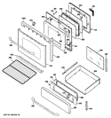 DOOR & DRAWER PARTS Diagram and Parts List for JGBP88SEM3SS  General Electric Range