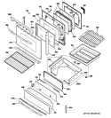 DOOR & DRAWER PARTS Diagram and Parts List for JGBP89SEM3SS  General Electric Range