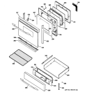 DOOR & DRAWER PARTS Diagram and Parts List for P2B912DEM3WW  General Electric Range