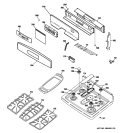 CONTROL PANEL & COOKTOP Diagram and Parts List for P2B912SEM3SS  General Electric Range