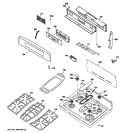 CONTROL PANEL & COOKTOP Diagram and Parts List for P2B918DEM3BB  General Electric Range