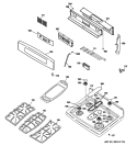 CONTROL PANEL & COOKTOP Diagram and Parts List for PGB918DEM3BB  General Electric Range