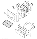 DOOR & DRAWER PARTS Diagram and Parts List for JGB810SEP1SS  General Electric Range