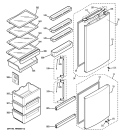 DOORS & DRAWERS Diagram and Parts List for GBC12IAXBRSS  General Electric Refrigerator