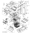DOORS & SHELVES Diagram and Parts List for PDS22SBSDLSS  General Electric Refrigerator