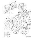TUB & MOTOR Diagram and Parts List for WCCH404H3WW  General Electric Washer