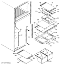 FRESH FOOD SHELVES Diagram and Parts List for DTH18ZBXCRWW  General Electric Refrigerator