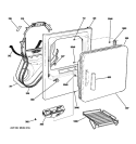 FRONT PANEL & DOOR Diagram and Parts List for DISR473CG6WW  General Electric Dryer